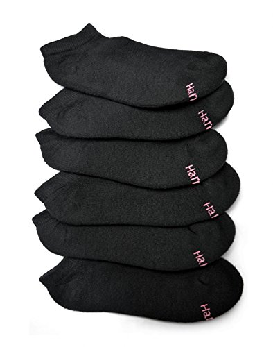 Hanes ComfortBlend Women`s No-Show Socks, 401/6P, 8-12, Black
