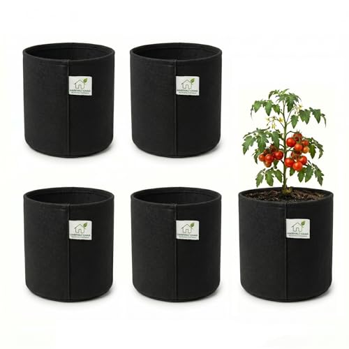 Image of 400 GSM Geo Fabric Round Grow Bags 6x6 Inch, Black Planting Bags for Terrace and Kitchen Gardening Pack of 5