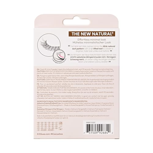 KISS The New Natural False Eyelashes Full Strip Lash Multipack 01, 4 works, Black, 1 pair (Pack of 1) - Image 4