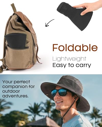 Image of FURTALK Sun Hats for Men Women UPF Sun Protection Breathable Wide Brim | Nylon UV Protection, Breathable Adjustable, 2-in-1 Wide Brim, Packable Water-Resistant, Fishing Hiking Summer