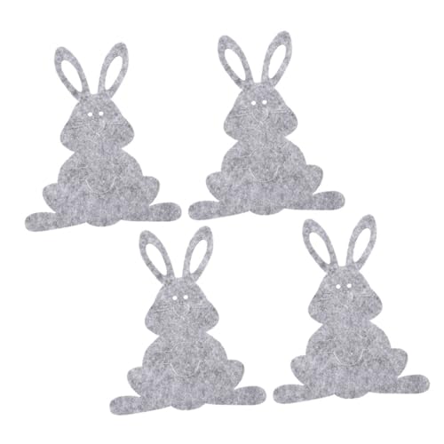 OHPHCALL 4pcs Rabbit Shape Cutlery Pouch Easter Utensil Holder for Dining Tableware Storage Felt Organizer for Family Gatherings Lightweight Portable Bunny Decor