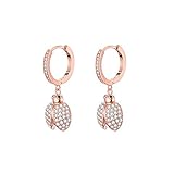 Orecchini a cerchio da donna, ipoallergenici, placcati in oro rosa e argento con zirconi cubici brillanti, idea regalo per mamma e amica e Rame, colore: Oro rosa, cod. E301-TEH0389-RG