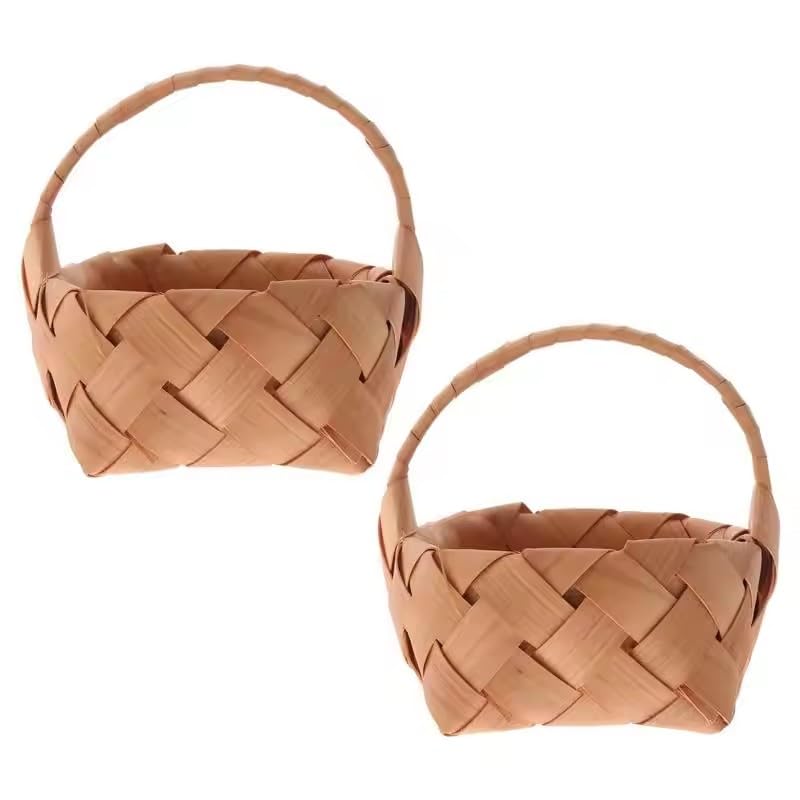 2pcs Handwoven Decorative Wedding Storage Containers Home ganization Wicker Handheld Baskets Wooden Weaving Baskets