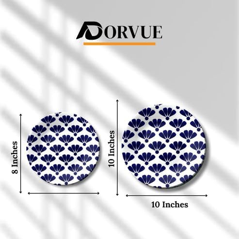 Adorvue Cute Flower Blue and White Decorative Wall Plate Minimalist Floral Wall Art Décor Premium Ceramic Pattern Wall Hanging for Living Room, Bedroom, Dining Area, Kitchen, Café, Home Decoration 10″