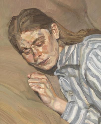 Affiche de femme Lucian Freud Fille en pyjama rayé - Toile de décoration intérieure 50x70cm