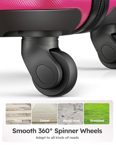 Suitour Luggage 3 Piece Sets Hard Shell Luggage Set with Spinner Wheels, TSA Lock, 20 24 28 inch Travel Suitcase Sets,Rose Red3