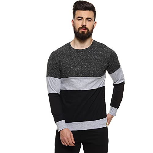 Image of CAHOOT Men's Blue and Mint Ombre Henley Neck Short Sleeve Regular Fit T Shirt for Regular Wear