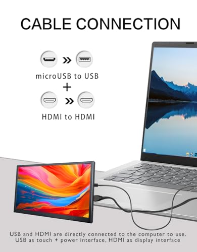 Image of 7inch Touch IPS Portable Monitor with Dual Speakers, Audio Jack, 1024x600 Capacitive Touchscreen Metal Case, HDMI USB Computer Display for Windows Raspberry Pi Ubuntu Mac, Drive-Free