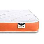 JAY-BE Simply Kids Mattress - Foam Free, Pocket Sprung, Medium Feel, Hypoallergenic - 3ft Single (90 x 190 x16cm) White/Orange