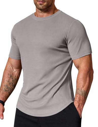 Image of COOFANDY Mens Muscle T Shirts Short Sleeve Slim Fit Tshirts Gym Workout Athletic Crewneck Shirt