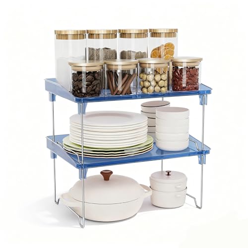 STARLATTA Acrylic Cabinet Organizer Shelf,4 Pcs Stackable Kitchen Counter Shelves,Spice Rack,Countertop Organizers,Clear Plastic Storage Organization for Makeup, Bathroom,Cupboard,Desk,Pantry