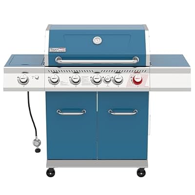 Royal Gourmet GA5403B 5-Burner Propane Gas Grill with Side Burner & Warming Rack, Outdoor BBQ Grill with 74,000 BTUs Output & 738 Sq. In. Cooking Area for Outdoor Barbecue, Blue