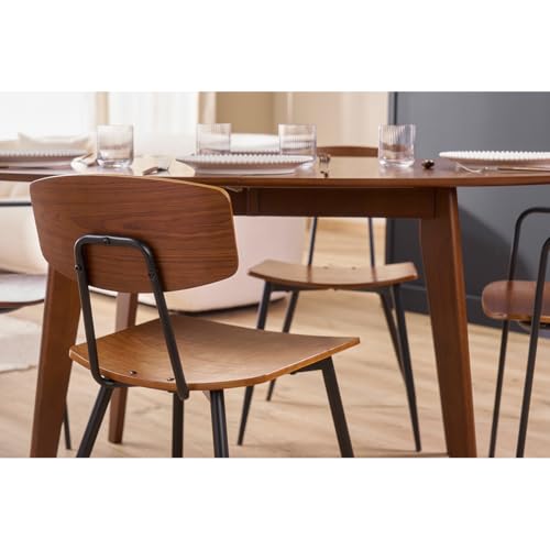 Sedie Vintage In Legno Scuro Noce E Metallo Nero (Set Di 2) Joline - 6