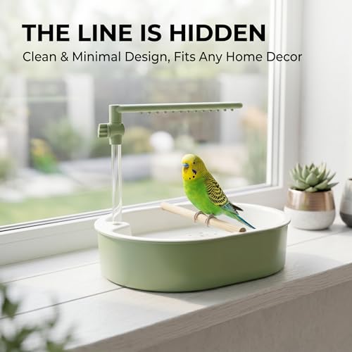 Indoor Bird Bath Fountain & Parrot Shower with Natural Pine Wood Perch by Cheffort - Used condition - Image 4