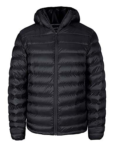 Men's Down Jacket Hooded Packable Down Puffer Jacket Lightweight Water-Resistant Insulated Down Jacket Black Xxl #TOP2