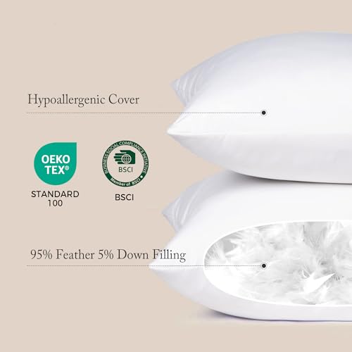 Image of puredown 20x20 Feather Down Pillow Insert, 1 Pack Throw Pillow Insert for Couch, Chairs, Office, Apartments