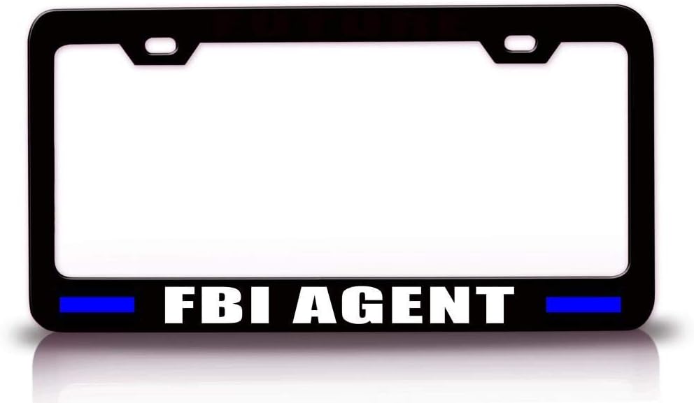 Future FBI Agent Police Cop Metal Black Car SUV Truck License Plate Frame l42