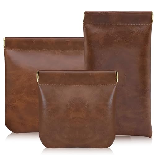 CYUXING 3Pcs Cosmetic Storage Bag, Snap Closure Leather Organizer Pouch