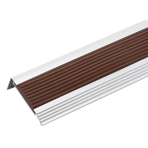 Profilé D'escalier En Aluminium ,Forme En L Profil Des Bords Marches Antidérapant Bande De Bordure ,Profilé Pour Nez De Marche/Rampe/Pente,Pour Les Bords D'escalier Extérieurs Ou Intérieurs(Color:Brow