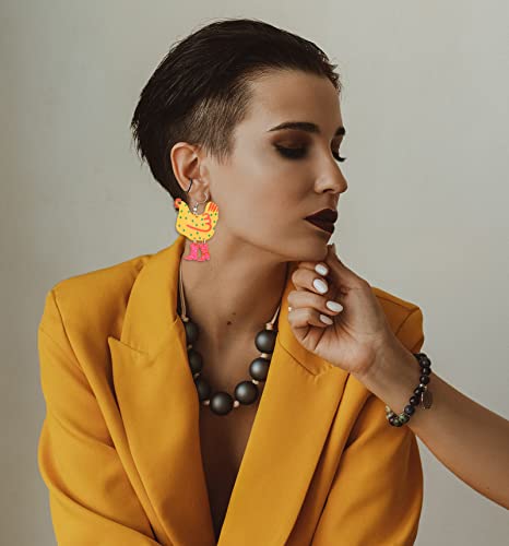 Acrylic Boot Big Chicken Earrings,Funny Colorful Boots Chicken Drop Dangle Earrings,Cock Hen Foot Chicken Earrings for Women Farm Design Lovely Gift2