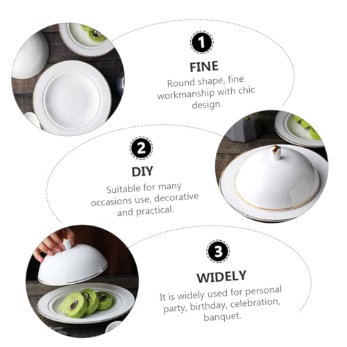Assiette céramique dorée haut de gamme avec couvercle de protection