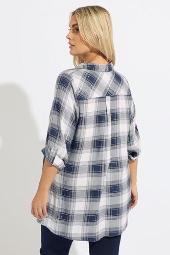 Yours Curve Navy Check Overhead Shirt - Women's - Plus Size Curve - Image 3