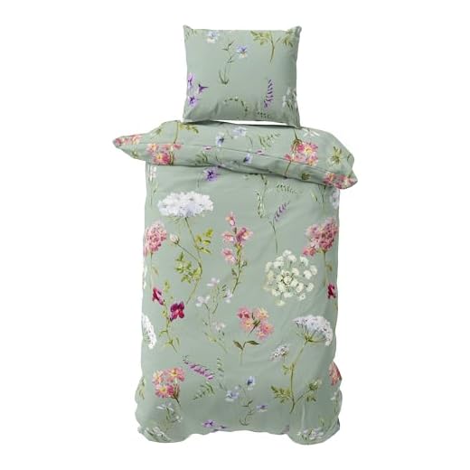 DILIOS Premium Bettwäsche 135x200 – 100% Baumwolle, ÖKO-TEX Zertifiziert, Renforcé, Atmungsaktiv & Antiallergisch, mit Reißverschluss, 2teilig – Bettbezug + Kissenbezug 80x80, Grün, Floral