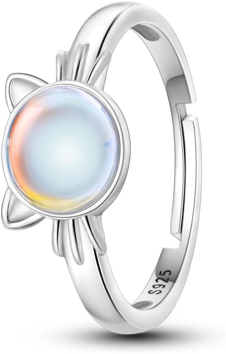 925 Sterling Silver Ring Moon Star Rings as Gifts for Women Colorful Cubic Zirconia Crown Rings