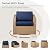 CHITA 5 Pieces Wicker Patio Furniture Set, Outdoor Conversation Set with 2 Pieces Rattan Swivel Chairs, 2 Pieces Ottomans, Thickened Cushions and Side Table, Blue Cushions with Brown Wicker