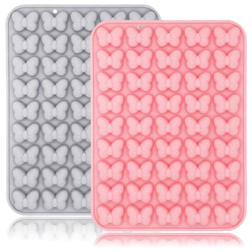 Paquete de 2 moldes de silicona para lazo de ratón, 45 cavidades de dibujos animados de ratón, mariposa, corbata, moldes de chocolate, bandeja de silicona, herramienta de hornear para chocolate,