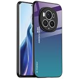 EASSGU Custodia Adatta per HONOR Magic6 Pro 5G (6.8" Inches), Cover Posteriore in Vetro Sfumato Custodia per Cellulare Anti-Caduta e Anti-Graffio - Viola Blu