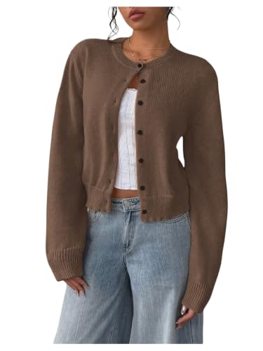 Image of SOLY HUX Women's Button Down Cropped Lightweight Cardigan Sweater Cute Fall Fashion 2026