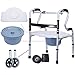 LZW Chaise de Pot Pliante, Chaise d'urinoir, Chaise de Douche réglable en Hauteur, barrière d'eau, Marcheur, Chaise d'urinoir légère pour Les Personnes âgées pour Les Personnes handicapées