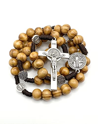 Handmade Olive Wood Catholic Rosary, Prayer Beads From Bethlehem Olive Wood Christian Prayer Beads Saint Benedict Rosary Christian Gift