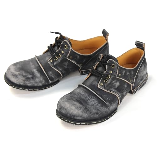 Men's Retro Brushed Black Chukka Boots Lace-up Motorcycle Casual Leather Dress Ankle Boot for Men Fashion 6015-1-E-R4