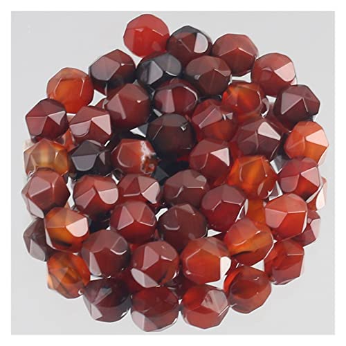 HAIJUNSM Cristal de Bismuth Agates Rouges Noires à facettes Naturelles en Pierre des Perles d'espaceur en Vrac for la Fabrication de Bijoux DIY Collier de Bracelet 15'6/8/10 mm en Gros