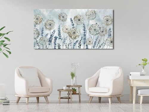 Image of VEAEE Farmhouse Canvas Wall Art - Flowers Dandelion Wall Pictures,Living Room Decor,Nature Artwork Prints Abstract Grass Paintings for Bedroom Home Office Decoration 29 inchx58 inch
