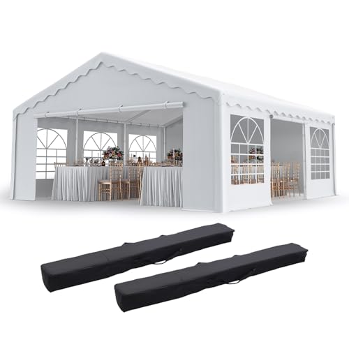 20x20 Heavy Duty Party Tent Upgraded Galvanized Wedding Outdoor Gazebo Event Shelter Carport Canopy with 2 Storage Bags & Reinforced Frame