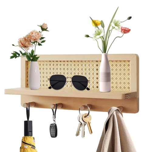Estante de pared – Perchero flotante de madera, estante rústico para granja, organizador de pared para entrada, estante decorativo para libros, estante colgante multiusos, expositor para el hogar