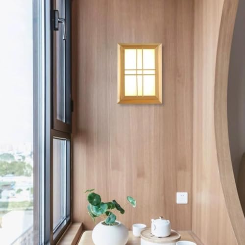 Lámpara de pared LED de madera maciza estilo japonés con diseño de nueve rejillas 5