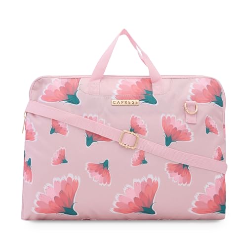 Image of Caprese Barbara Laptop Bag Large (E) Blush|Stylish Laptop Handbag for Women, 16-Inch Laptop Compatible Spacious Office Bag with Smart Sleeve, Adjustable & Detachable Strap