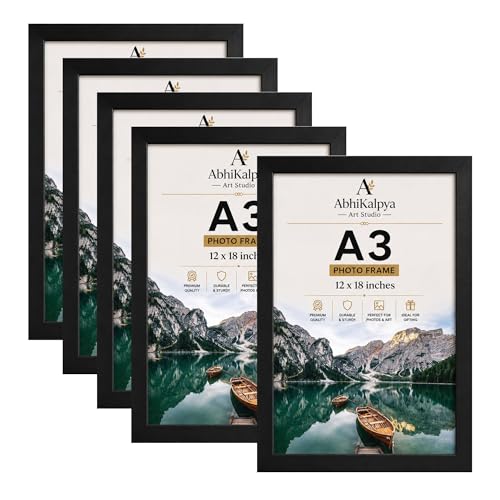 Image of AbhiKalpya Art Studio A3 Size Photo Frame 12 inchx18 inch Inch Frame For Wall Artwork /Painting (Black) (Set of 5) Premium*