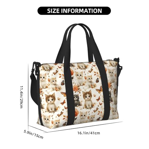Laptop Tote Bag for Women Work - Cute Cat Butterfly Print Weekender Overnight Bags for Women Travel, Gym Duffle Bag for Men, Personal Item Crossbody Travel Bags for Men Carry On2
