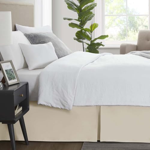 Image of Nestl Cream Bed Skirt Queen Size - Queen Bed Skirt 14 Inch Drop - Brushed Microfiber - Hotel Quality Pleated Bed Skirt - Shrinkage & Fade Resistant