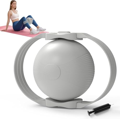 Image of MYHEART Inner Thigh Exerciser for Women Pelvic Floor Muscle Trainer for Postpartum Recovery, Home Gym Workout Equipment with 3 Adjustable Resistance Bands & Pilates Ball, Toning Device