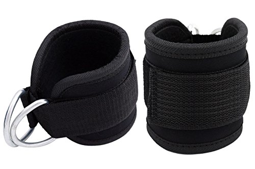 Double D-ring Ankle Cuff Straps Adjustable Leg Weight Wrist Belt for Cable Machine Attachment, 1Pair - Image 5