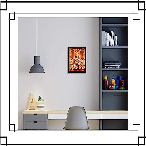 Image of Dharvika Innovations Lord Hanuman Photo Frame | Lord Hanuman Photo with Frame | Lord Hanumanji Photo Frame | Lord Hanuman Ji Photo Frames (11 x 14 Inch)