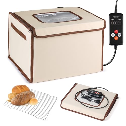 SWAWIS 40x30x28cm Caja de Fermentación con Función de Calefacción para Masa 230V 70W, con PE Tablero Duro, Plegable, Control de Temperatura 20-50 ℃, Temporizador 0-24h, para Hogar Pan Pizza Yogur