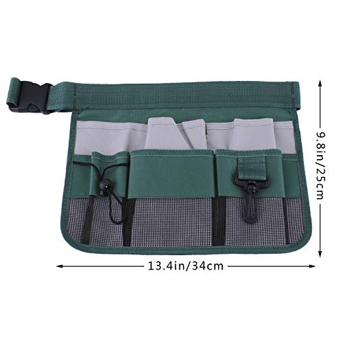 Geboor Gardening Tool Waist Bag Belt Heavy Duty Oxford Tool Apron with 7 Pockets of Different Sizes and Depth (Green) - Thumbnail 5