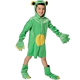 Kapuze mit angenähten Augen dressforfun 900321 - Kinderkostüm Frosch, aus weichem Plüschstoff, inkl. Handschuhe und Stulpen (116  Nr. 301547)